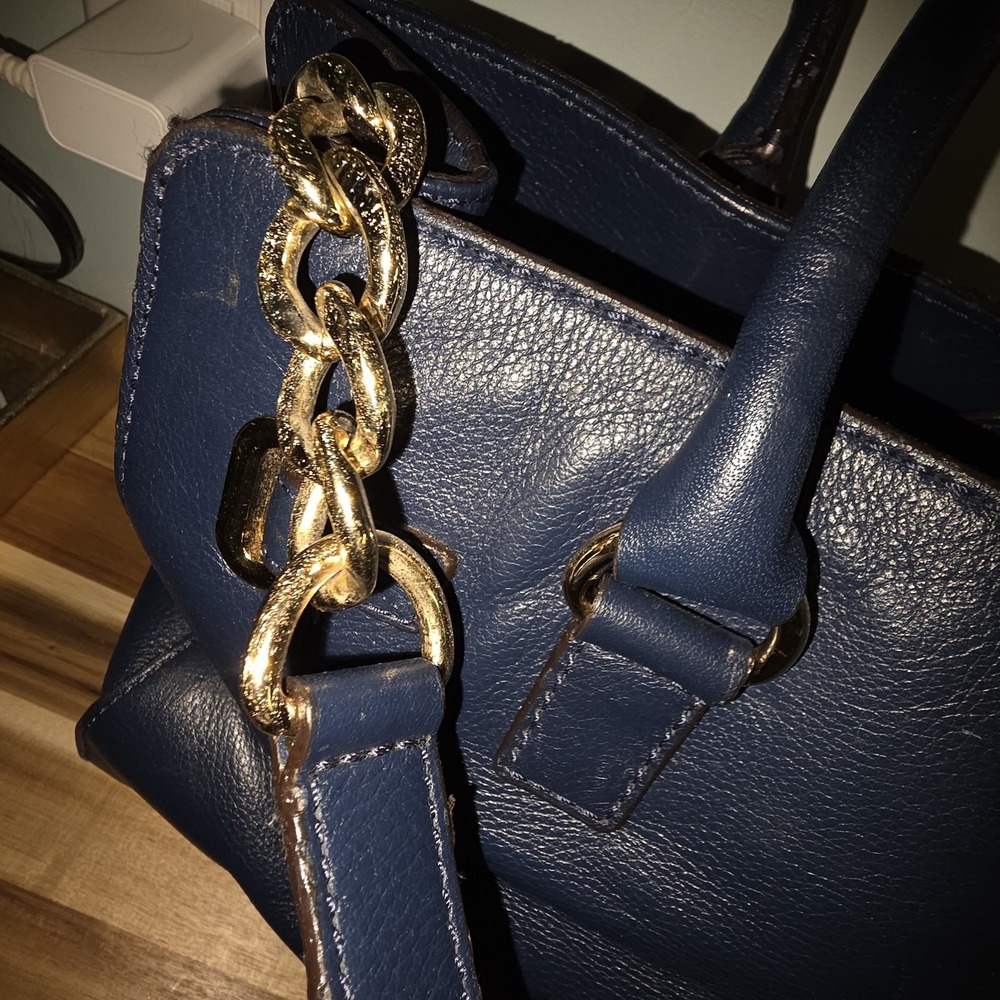 Michael Kors Hamilton Satchel Bag Tote Purse East West Bag Beautiful BLUE - Picture 7 of 11